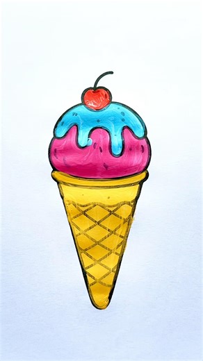 Ice cream 🍦🩷✨🩵, Drawing for kids, Art for kids #art #drawing #coloring #icecream #candy #draw