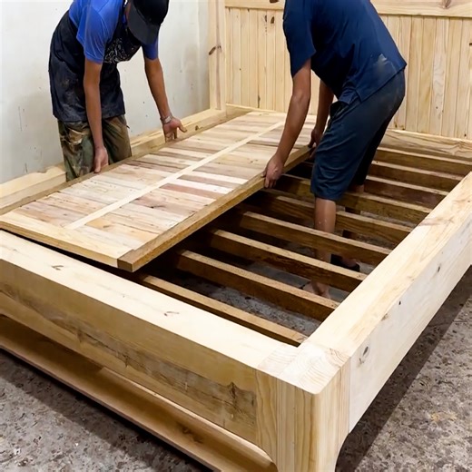 521K views · 6.4K reactions | Build A Modern Large Wooden Bed In The Latest Model From Raw Wood Panels | WT Team Woodworking | Facebook