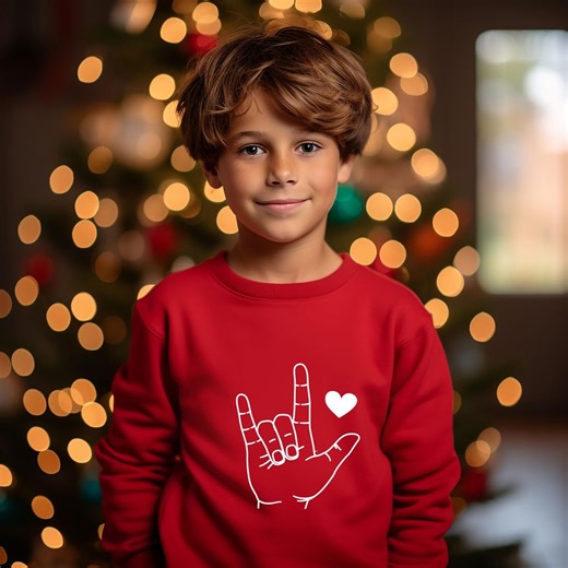 Boys Valentine's Day Sweatshirt: Sign Language 'rock and Love' - Etsy UK