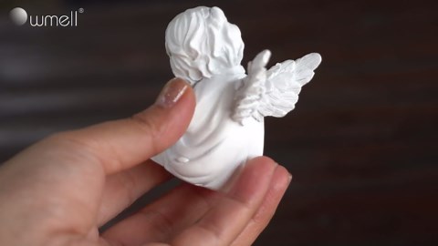 OwMell Little Angel Statue Figurine, Resin Cherub Statue Sleeping Angle Sculpture, Remembrance Healing Sympathy Gift for Memorial, Shelf Home Living Room Desktop Office Decoration - White