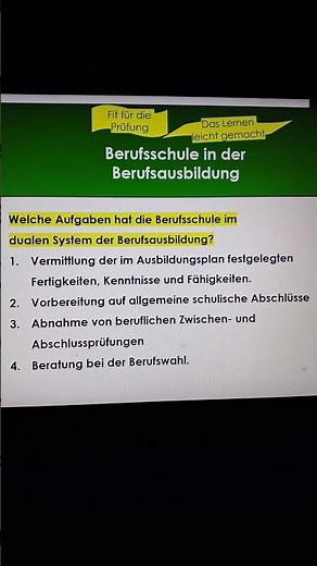 Aufgaben der Berufsschule im dualen System der Berufsausbildung