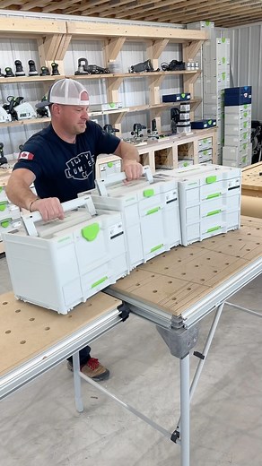 Dustin Mitchell on Instagram: "These are the new @festoolcanada SYS3-COMBI and Sortainer and they’re perfect for the new tool benches 👍 #woodworking #tools #festool"