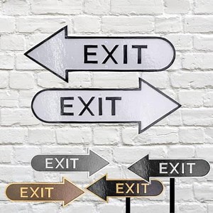 Exit - Exit with Arrow - Exit Sign - Exit wall Sign - Outdoor Exit Sign - Exit Sign for Business- Easy Install Exit Plaque - 5 Colors - Made in the USA