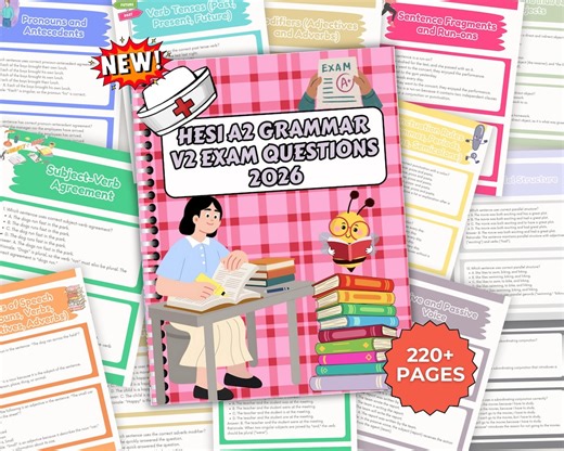 Questions de l'examen HESI A2 Grammar V2, examen 2026 A&P Version 2 300 questions - Etsy France
