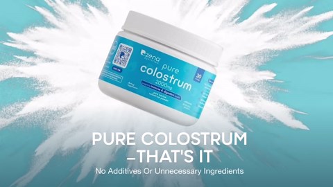 Zena Nutrition Colostrum Premium Powder, 2000mg Pure Colostrum, Gluten-Free, Unflavored For Cold Drinks, 30 Servings