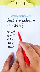 Antecessor de -265 #math #matemática #concursos #numeros | Matemático TECA