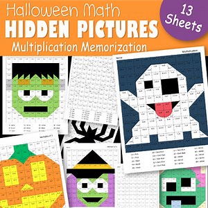 Halloween Math Hidden Pictures | Multiplication Fact Fluency Worksheets