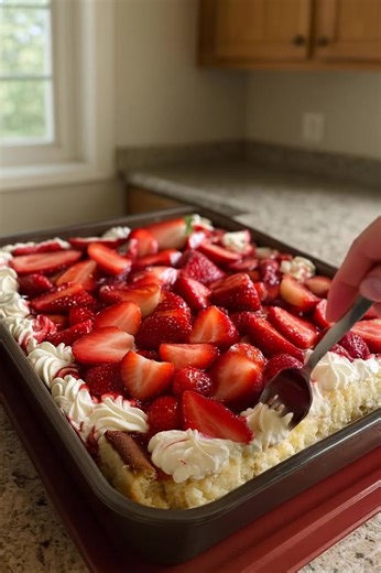 Strawberry Cheesecake Dump Cake Recipe This Strawberry Cheesecake Dump Cake is the easiest way to enjoy layers of sweet strawberry flavor and creamy cheesecake goodness. With just a few simple ingredients, you’ll have a dessert that looks impressive but takes almost no effort. Ingredients 1 box (15.25 ounces) strawberry cake mix 1/2 cup (1 stick) unsalted butter, melted 8 ounces cream cheese, softened 1/2 cup powdered sugar 1 teaspoon vanilla extract .................. Recipe in First Coʍmеոτ 👇