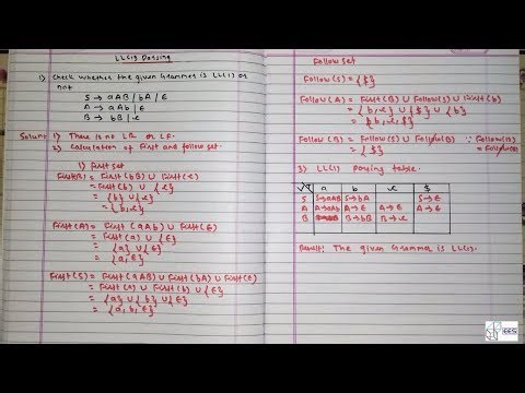Predictive Parser LL1 [Hindi] | Compiler design | Example 1