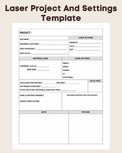 Laser Project and Settings Template - Etsy