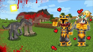Minecraft FIGHT DANGEROUS DINOSAUR T-REX MOD / DEFEND YOUR GIRLFRIEND AGAINST DINO !! Minecraft Mods