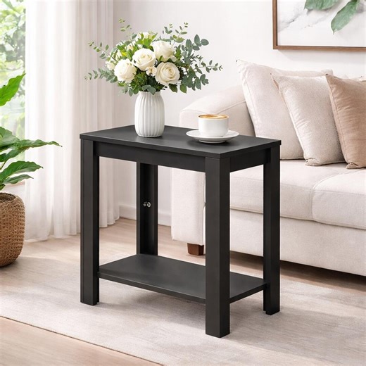 Small Coffee Table With Storage Shelf, Modern Handmade Square Side Table, Black Table for Living Room, Bedroom, Sofa Side Table Furniture - Etsy