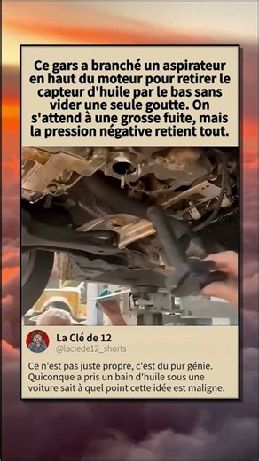 Astuce de mécanicien pour changer un capteur sans vider l'huile