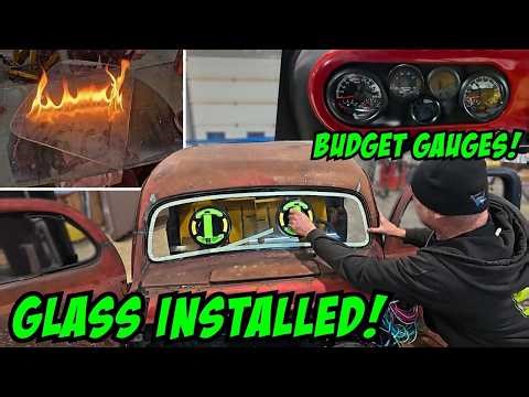 Custom gauge cluster, glass install & engine wiring in our 1948 Mercury pickup!