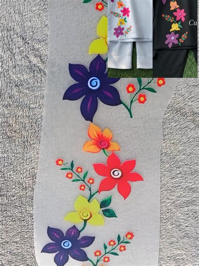 Hand paint look flower strip in heat transfer stickers #viral #heattransfer #ndcollection #dressaccessories #handpainting