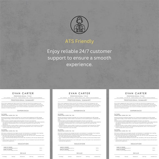 ATS Resume Template With Cover Letter, Canva CV Design (digital Download) - Etsy