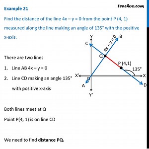 Example 12 - Find distance of 4x - y = 0 from P (4, 1) - Examples