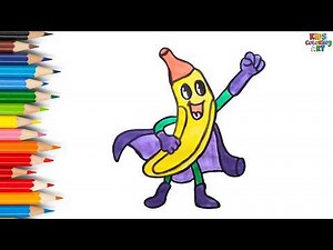 How to Draw Cartoon Banana for Kids Step b Step 🍌