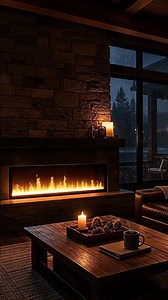 Cozy Night at Lakefront Cabin 🌧️ Heavy Rain, Thunder & Crackling Fire Sounds for Sleep | 10 Hours 4K