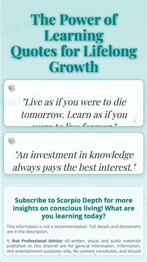 The Power of Learning: Quotes for Lifelong Growth | Scorpio Depth\n\nDis...