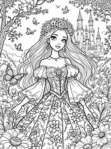80 - Princess Coloring Pages - Printable - 3 Colored Jpegs as Bonus - Etsy