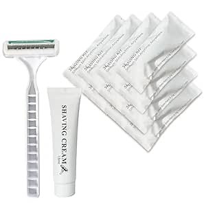 50PCS Disposable Razors with Shaving Cream, Individually Wrapped for Hotel Travel Camping