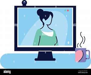 woman on computer video call vector illustration design Stock Vector Image & Art - Alamy