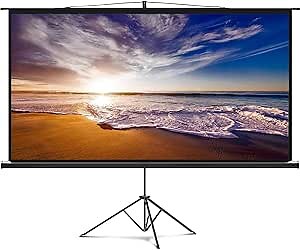 100 Inch (US BASED COMPANY) 16:9 Projector Screen with Stand Indoor Outdoor Projection Screen 4K HD 100'' Wrinkle Free Design(Easy to Clean, 1.2 Gain, 160 Deg Viewing Angle) for Movie, Meeting, Events