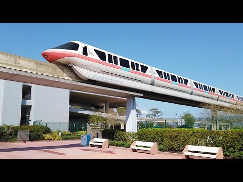 EPCOT Monorail Complete Ride to WDW Transportation & Ticket Center · Walt Disney World 4K