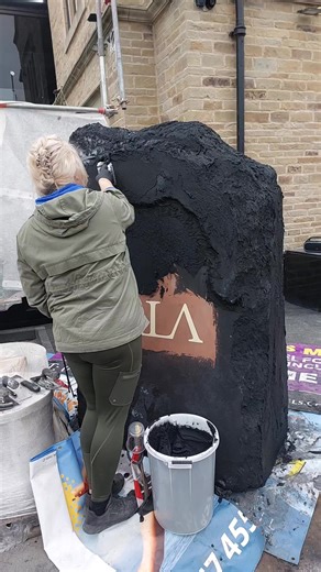 Fake rock created for Lalas Restaurant #fyp #plaster #handmade #sculpture #sculptureart