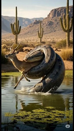 Anaconda Attacks Deer in Desert Pond | Real Wildlife Footage #anaconda #snake