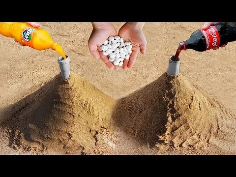 Experiment: Volcano of Coke, Fanta and Mentos Underground!