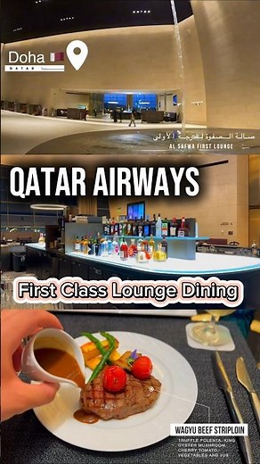 First Class Dining at Qatar Airways Al Safwa Lounge in Doha #qatarairways #firstclass #foodie