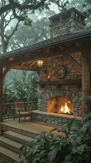 Tropical Forest Fireplace – Cozy Fire & Rain White Noise for Relaxation