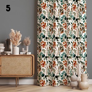 Rustic Fall Leaf Curtains in Warm Green and Brown Tones, Botanical Drapes for Farmhouse Living Room – Custom Window Panel, Rod Pocket - Etsy