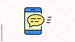 motion icon Smartphone with a message bubble and three lines representing motion.