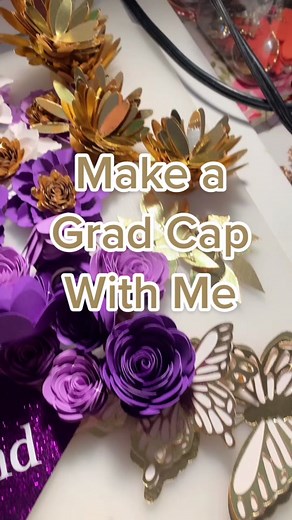 DIY Purple and Gold Graduation Cap Topper Tutorial