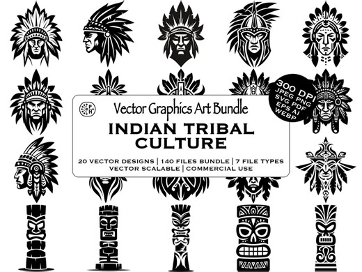 Indian Warrior Spirit Vector Bundle, Tattoo, Logo, Decal, Navajo, DIY Crafts, Printable, Instant Download, Commercial Use, SVG EPS Png Jpg - Etsy