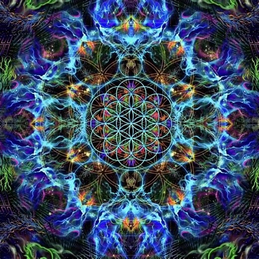 Hypnotic psychedelic mandala infinity loop. Sacred geometry transforming into fractal neon energy in endless motion. #psychedelic #mandala #trippy #infinityloop #sacredgeometry