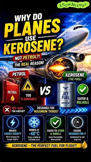 Why Airplanes Use Kerosene Instead of Petrol ✈️ #plane #fuel #facts