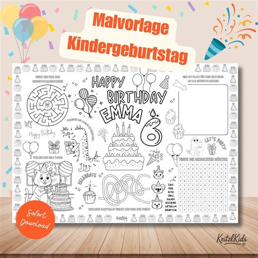 Birthday Coloring Page for Kids, Birthday Coloring Picture, Printable Coloring Page, Birthday Activity, Birthday Activity, Happy Birthday - Etsy
