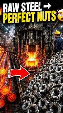 How steel nuts are actually made: you won't believe the speed ⚙️ #manufacturing #satisfying