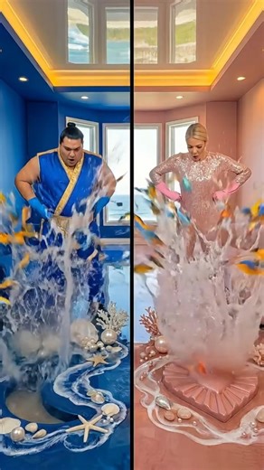 ¡Duelo de lujo azul y rosa! 😳💙💖 ¡Peces salieron disparados del piso epóxico! 🐟 #epoxy #diy #époxy