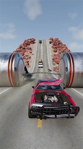 Loaded Pickups Escape… But Medical Van Gets Destroyed! 😳⛓️💥 #beamngdrive #shorts