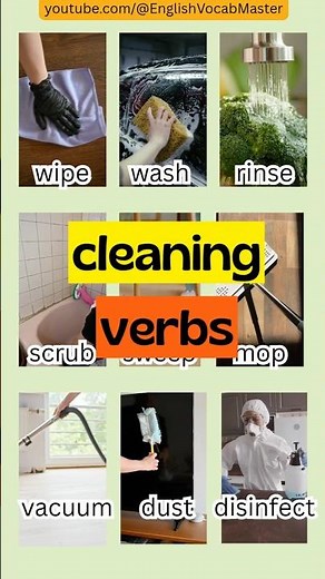 CLEANING VERBS #englishvocabulary #learnenglish #cleaning #verbs