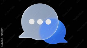 3D Animation of Transparent Chat Icon for Messaging Apps, 4K Animation, Alpha Channel
