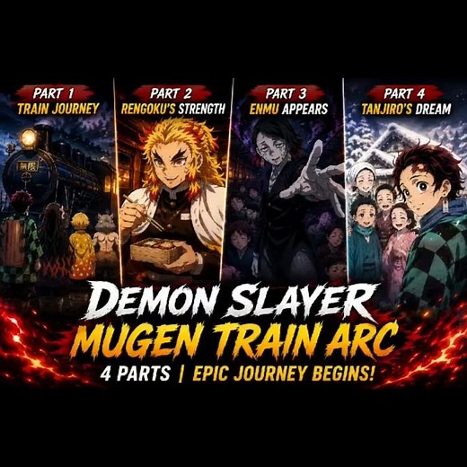 Demon Slayer Mugen Train Arc 🔥 | Tanjiro & Rengoku Epic Journey 🚂 | Part 1–4