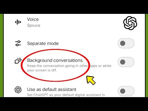 ChatGPT Background conversations settings