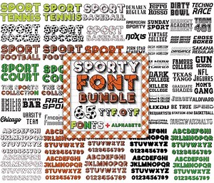 Sporty Font Bundle: Varsity, Baseball, Jersey Fonts (OTF, TTF) - Digital Download - Etsy