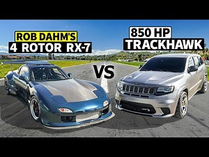 Rob Dahm’s 4 Rotor AWD RX-7 drag races 850hp Jeep Trackhawk!
